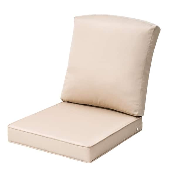 21 in. x 22 in. 1-Piece Outdoor Deep Seat Cushion for Patio Sofa and Couch in Beige