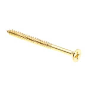 #10 x 2-1/2 in. Solid Brass Phillips Drive Flat Head Wood Screws (50-Pack)