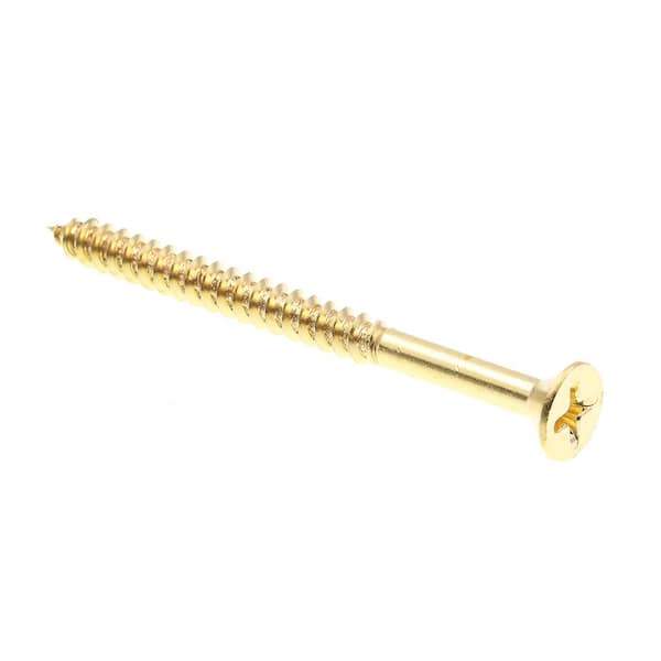 Prime-Line #10 x 2-1/2 in. Solid Brass Phillips Drive Flat Head Wood Screws (50-Pack)