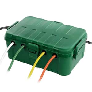 Outdoor Electrical Box 12.5 x 8.5 x 5 Polypropylene Green 6-Gang IP54 Waterproof Extension Cord Cover Weatherproof