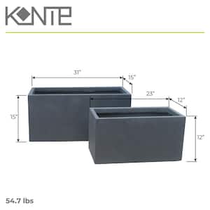 Kante RF0104AB-C60121 Large Concrete Long Box Planter(Set of 2 Sizes), Charcoal