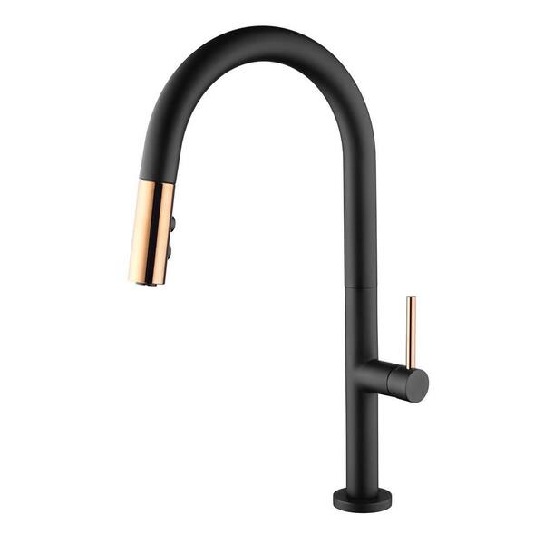 Homlux Single Handle Pull Down Sprayer Kitchen Faucet With High Arc Spout In Blackcopper 1382