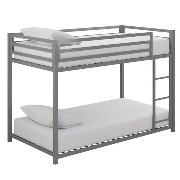 DHP Mabel Silver Metal Twin Over Twin Bunk Bed