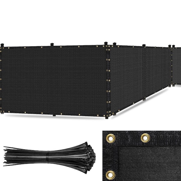 Ultra Heavy-Duty 200 GSM Privacy Fence Screen Black - 5 ft. x 10 ft. Non-Recycled Polyethylene 90% Cable Zip Ties