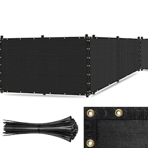 Ultra Heavy-Duty 200 GSM Privacy Fence Screen Black - 6 ft. x 15 ft. Non-Recycled Polyethylene 90% Cable Zip Ties