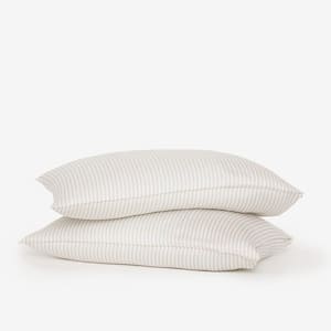 2-Piece Grey Mini Stripe Eucalyptus TENCEL Lyocell Linen Standard Pillowcases