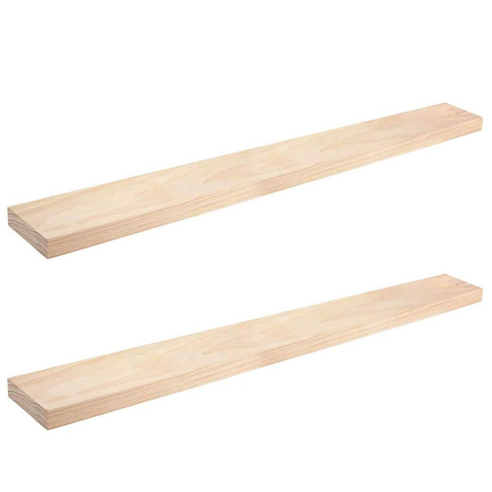 48 in. W x 6.5 in. D Unfinished Floating Shelf Solid Wood Decorative Wall S