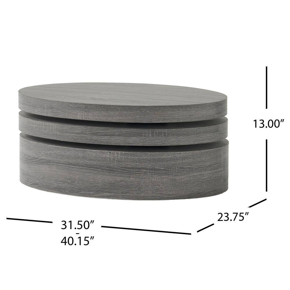 Modern Farmhouse Black Oak Oval Coffee Table with Pedestal Base