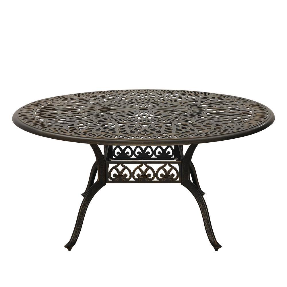 Outdoor Patio Round 59-In Cast Aluminum Dining Classic Pattern Table in Bronze with Umbrella Hole price history on PriceWatchPro