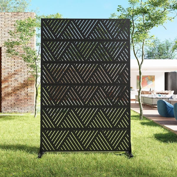 16 in. L x 47 in. W x 72 in. H Black Outdoor Rectangular Metal Galvanized Privacy Screen Fence Garden Panels