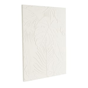 Wooden White Embossed Leaf Wall Art