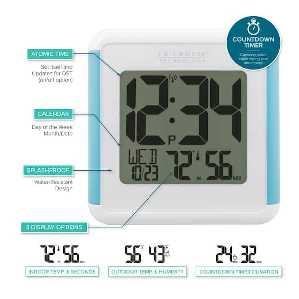 None/Brand Bathroom Clock Digital Alarm Clock Bathroom Shower Suction Cup Shower Clock with LCD Display Humidity Temperature Wall Clocks Black Countdown Timer For Shower Kitchen 