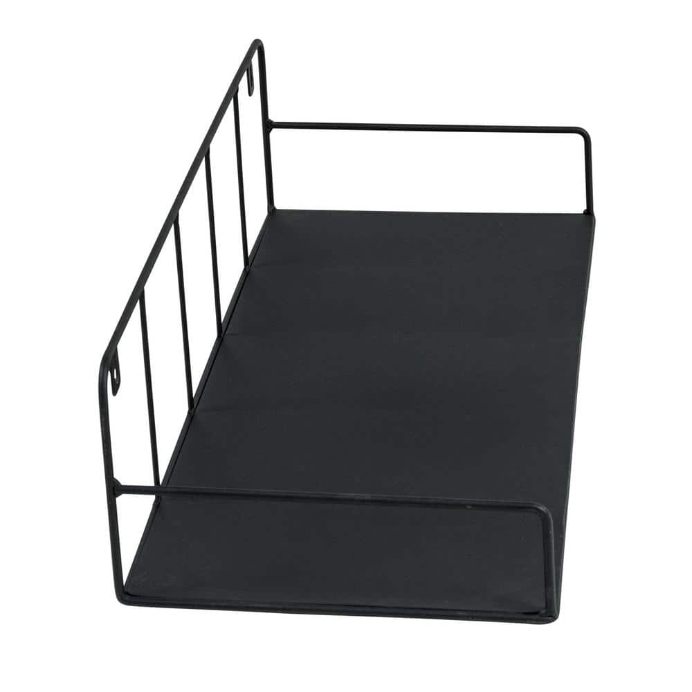 Curved Edge 24" Black Steel Floating Wall Shelf