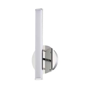 STRAIT-UP 5.5 in. 1 Light Chrome LED Wall Sconce with White Metal, Acrylic Shade