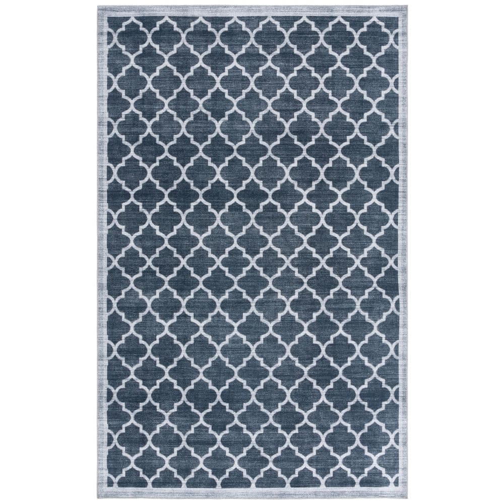 Arizona 4 ft. x 6 ft. Black/Gray Machine Washable Border Geometric Trellis Area Rug price history on PriceWatchPro