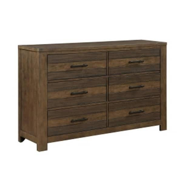 Benjara Brown and Black 6-Drawer 66.5 in. Wide Dresser Without Mirror ...