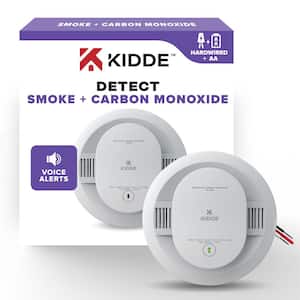 Kidde Hardwired Smoke & Carbon Monoxide Detector, AA Battery Backup, Voice Alerts, Interconnectable, LED Warning Lights