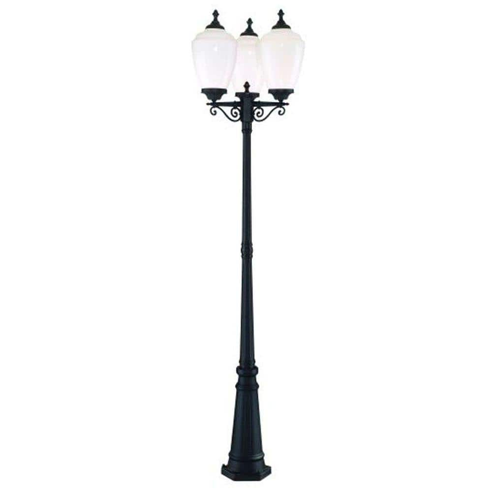 Acclaim Lighting Acorn 3-Head 3-Light Matte Black Outdoor Post Light Combination