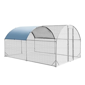 12.5 ft. L x 9.2 ft. W x 6.5 ft. H, Large Dome Walk-In Metal Coop with Oxford Waterproof Cover, Lockable, White
