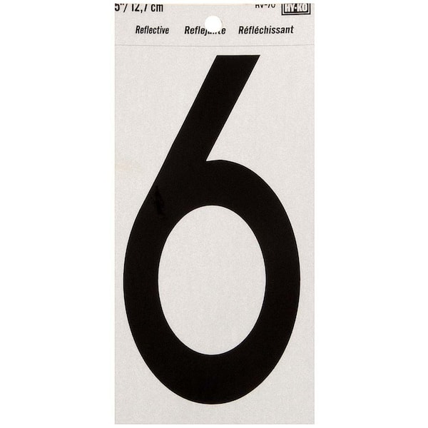 HY-KO 5 in. Vinyl Reflective Number 6