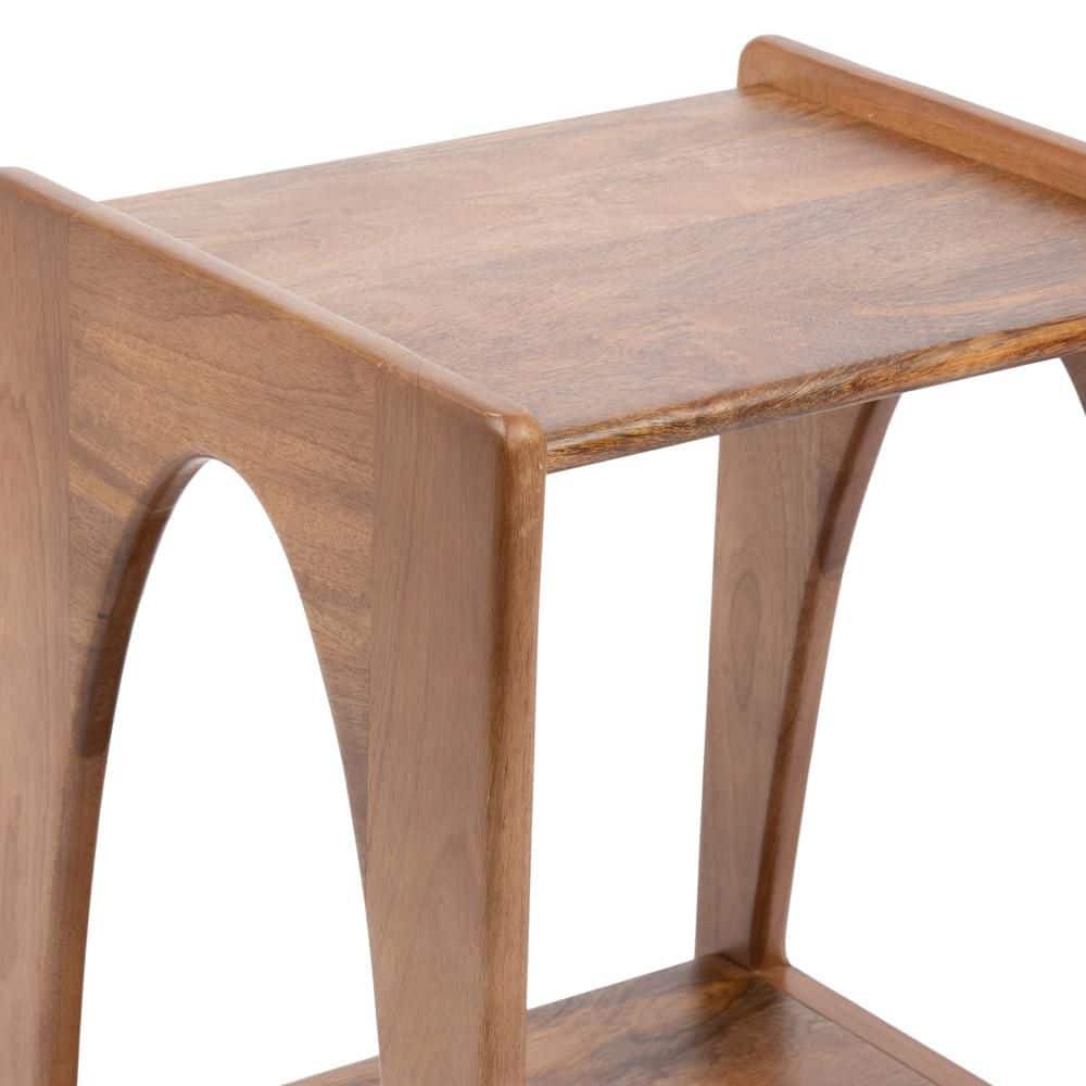 Aarstad 16 in. Walnut Brown Rectangle Solid Wood End Table - thumbnail 5
