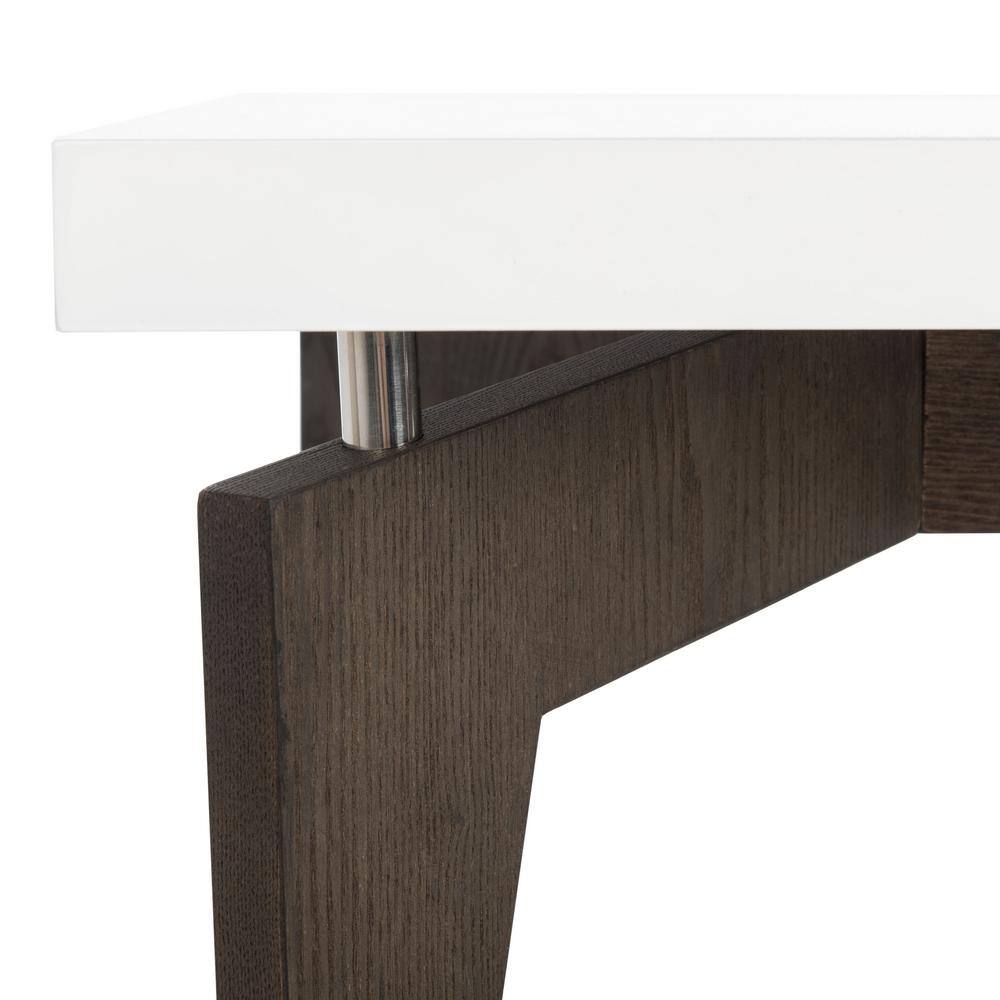 43'' Transitional Floating Top Coffee Table in White & Dark Brown