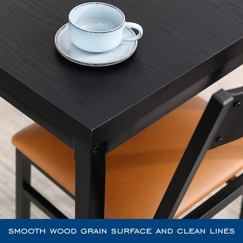 Espresso and Brown Faux Leather 3-Piece Dining Set