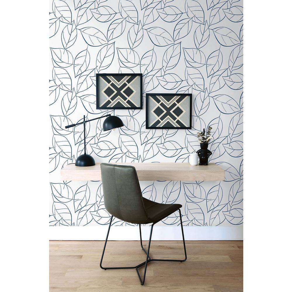 Navy Blue and White Vinyl Peel and Stick Wallpaper