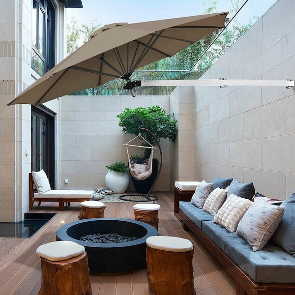 costway patio umbrella Costway 10 FT Patio Umbrella with Crank Tilt Adjustment Ruffles Vented -  Bed Bath & Beyond