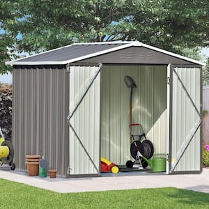 Happy 8 ft. W x 6 ft. D Utility Lawn Galvanized Metal Storage Shed Double Doors with Lock in Brown (44 sq. ft.)