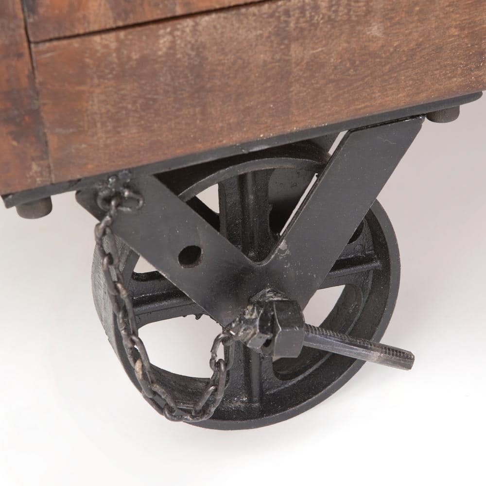 Rustic Charm 72'' Solid Mango Wood Sideboard with Cast Iron Wheels