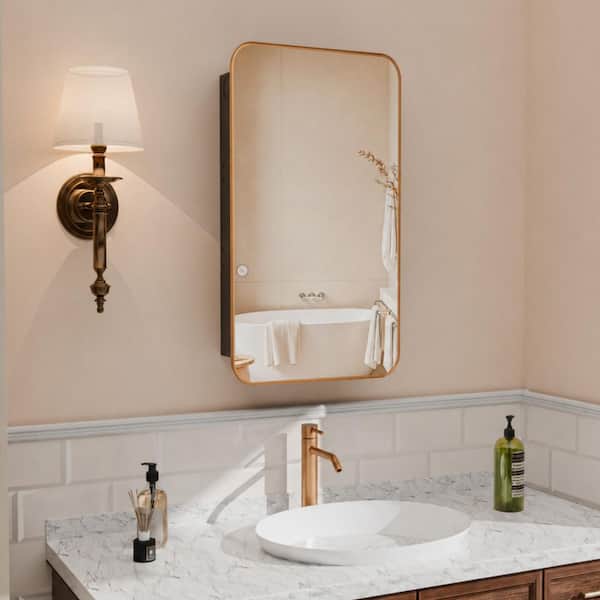 16 in. W x 26 in. H Recessed Rectangular Metal Framed Bathroom Medicine Cabinets with Mirror in Oil Rubbed Bronze
