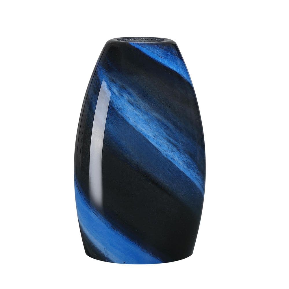 7.64 in. Blue Art Glass Drum Pendant Light Shade with 1.65 in. Lip Fitter (