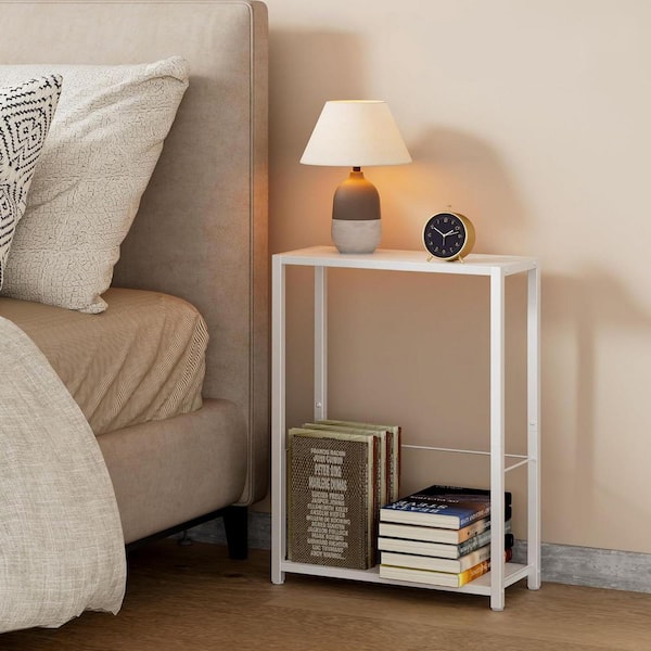 White 17 in. x 23.5 in. Wood Freestanding Magazine Rack