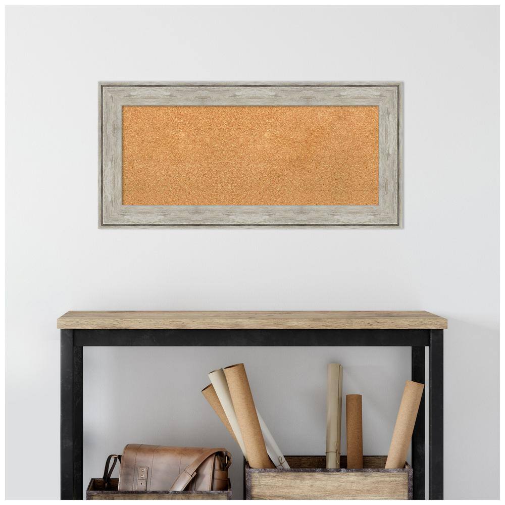 Natural Cork Board with Crackled Metallic Frame, 35" x 17"