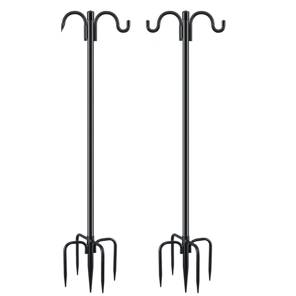 61.5 in. Black Iron Shepards Hooks Adjustable Shepards Hook for Garden (2