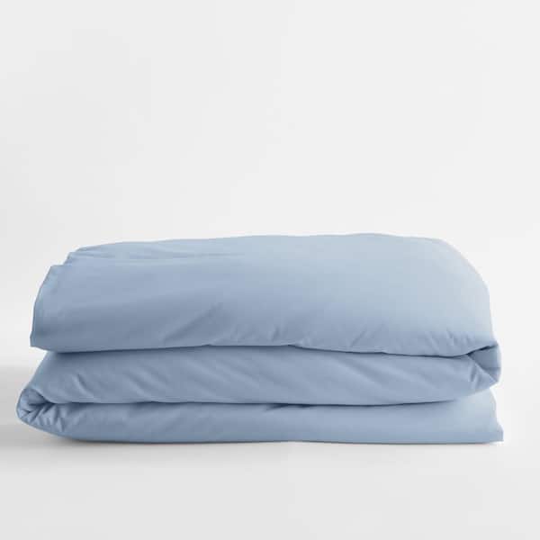 The Company Store Classic Solid Ice Blue Sateen Full Duvet Cover