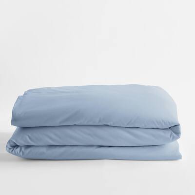 Classic Solid Ice Blue Sateen King Duvet Cover