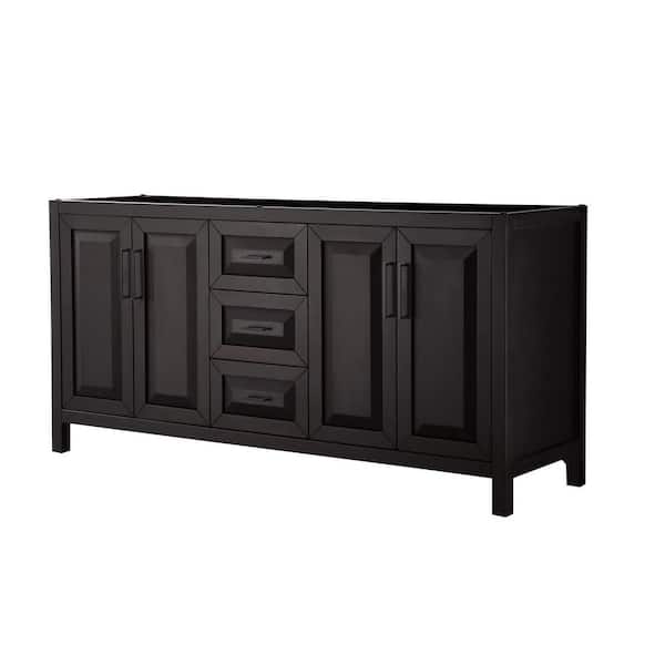 Wyndham Collection Daria 71 in. W x 21.5 in. D x 35 in. H Double Bath Vanity Cabinet without Top in Dark Espresso