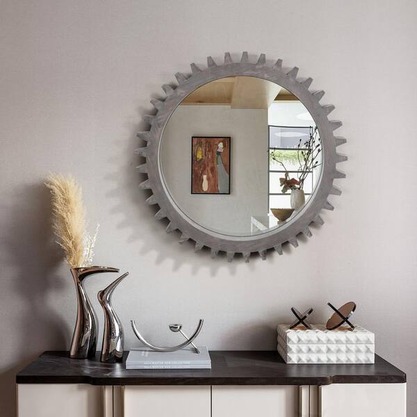 42 in. W. x 42 in. H Oval Wood Frame Brown Wall Mirror 42 in. W. x 42 in. H Oval Wood Frame Brown Wall Mirror