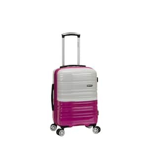 2Tone White/Pink 20 in. Expandable Hardside Spinner Carry on Suitcase