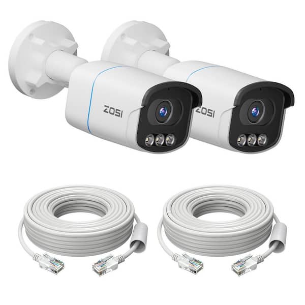 C186A 2 Pack 4K 8MP PoE Add-on hardwired IP Security Camera, Only Work with same brand 4K NVR