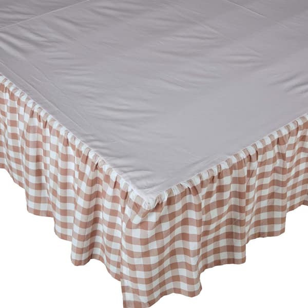 VHC BRANDS Annie Buffalo Check 16 in. Farmhouse Portabella King Bed Skirt