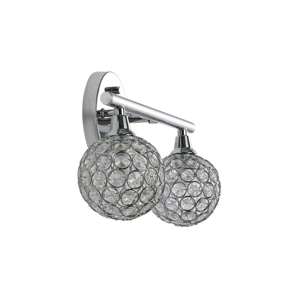 Maeve 13" Chrome 2-Light Iron and Glass Vanity Light