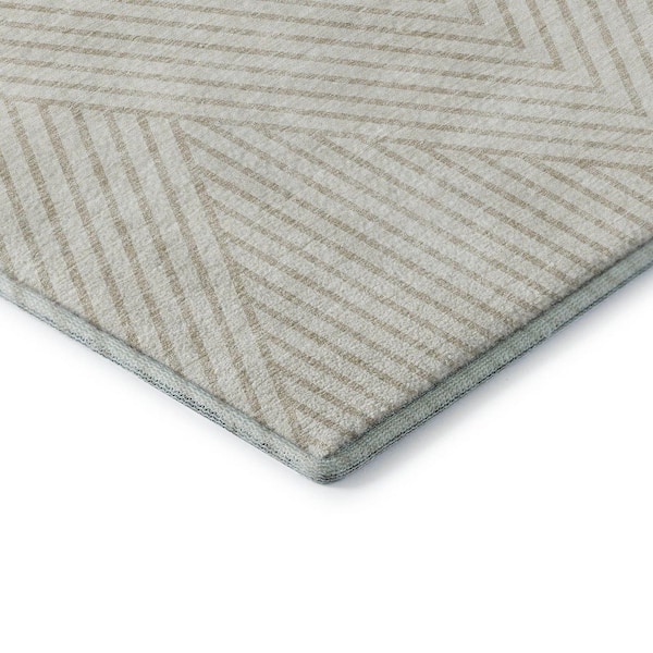 Mayfield Premium Machine Washable Abstract AMF937 Ivory 2 ft. 3 in. x 7 ft. 6 in. Runner Rug