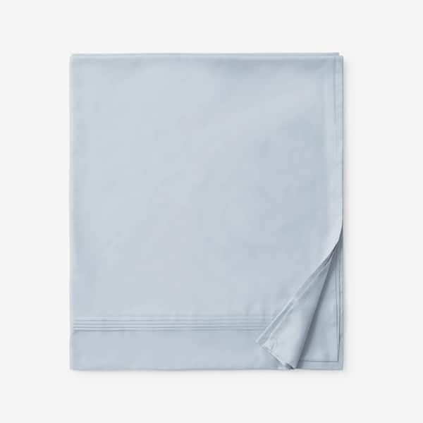 The Company Store Legends Hotel Sky Blue Solid 600-Thread Count Egyptian Cotton Sateen King/Cal King Flat Sheet