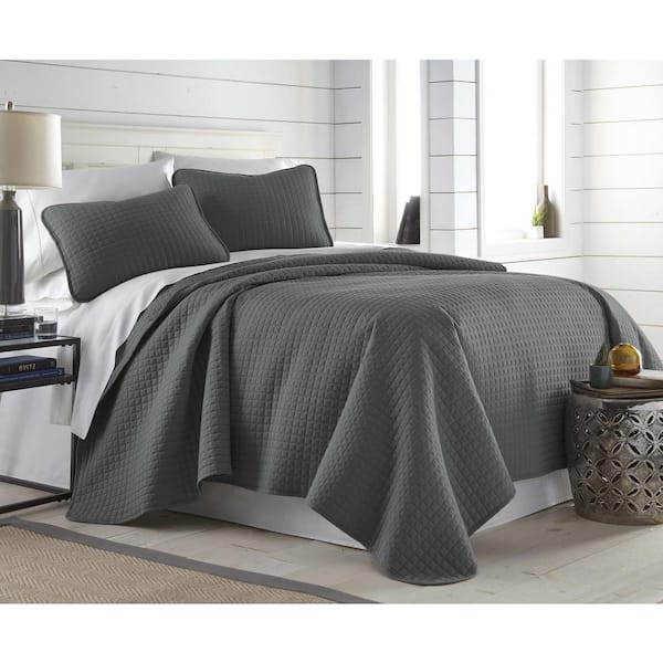 Southshore Fine Linens Vilano Oversized Slate Grey Microfiber Full/Queen Quilt and Sham Set