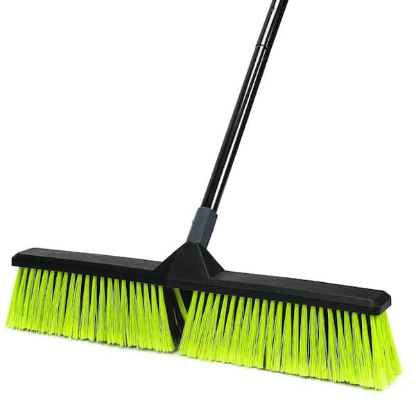 24-Inch Push Broom Outdoor with Stiff Bristle,Heavy Duty Broom Brush with 63” Long Handle