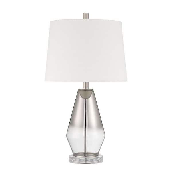 CRAFTMADE Table Lamp 25 in. Ombre/Brushed Nickel Finish Contemporary Standard Bulb Urn Table Lamp for home Off-White Fabric Shade