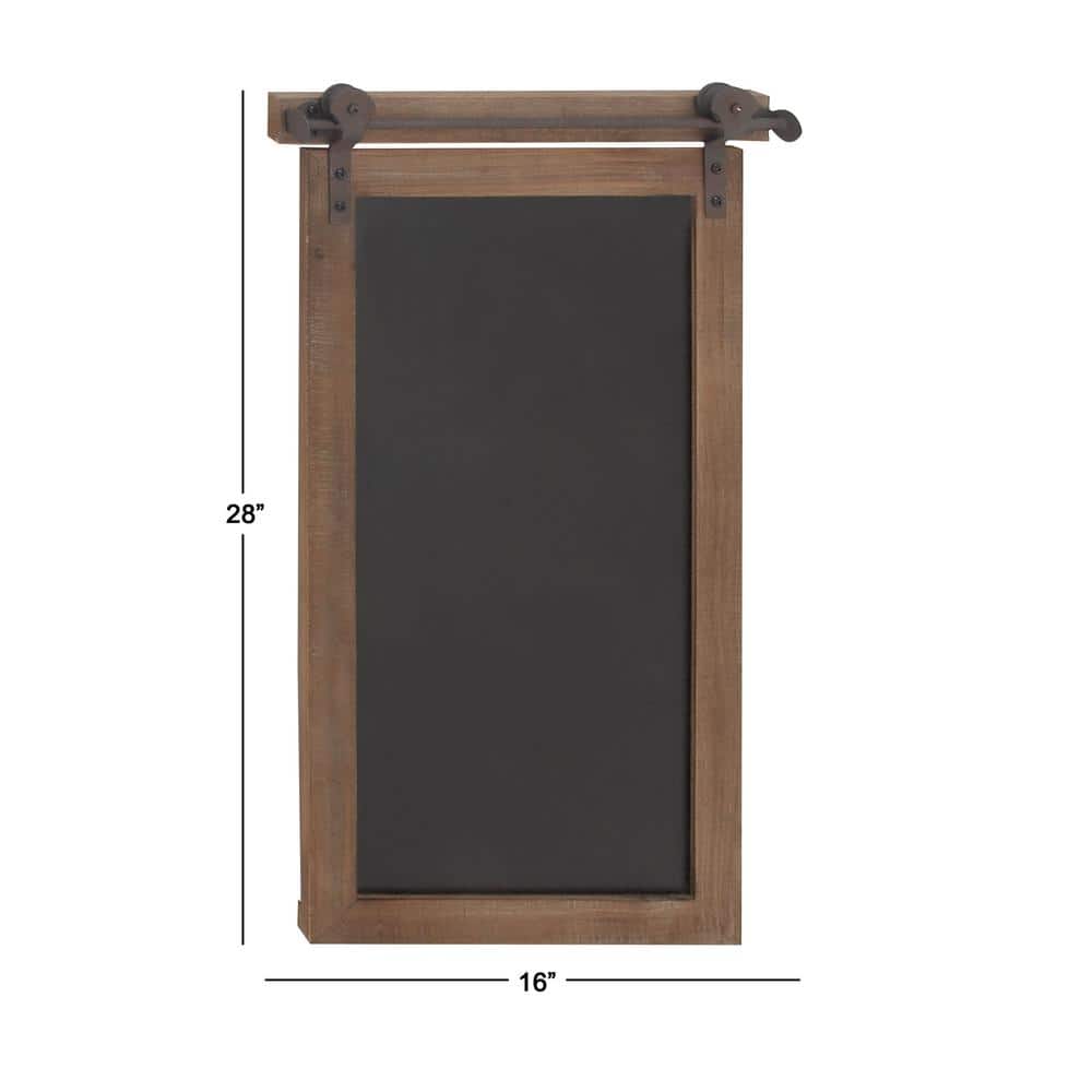 Brown Wood and Metal Chalkboard Sign with Barn Door Top